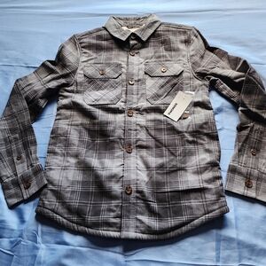 SONOMA YOUTH KIDS BOYS PLAID FLEECE LINED SUPERSOFT SHACKET GRAY SIZE LARGE NWT